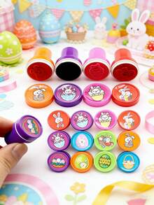 20pcs Easter Eggs For Egg Hunt Game Basket Fillers, Easter Egg Birthday Party Easter Stamps, Children's Party Rewards, Classroom Rewards - Multicolor - View 6