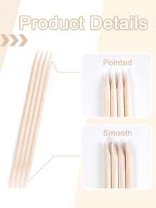 200/100/50/5支装多功能卸甲棒，适用于美甲和美容。短款，橙木材质。双头设计，多功能。适用于卸甲、按压美甲图案和去除死皮。 - 香檳色 - 查看 2