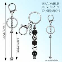 1/3/6/12/24/36 Beaded Keychain Strips, Zinc Alloy Blank Beaded Keychain DIY Accessory Set, Suitable For Pendant/ Jewelry/ Gift Making - One Size - View 9