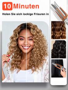 1pc Automatic Curling Iron, One-Key Rotating Curler, Anti-Scald Design, Quick Styling, Convenient For Travel - EU C Type Plug(220-240V) - View 2