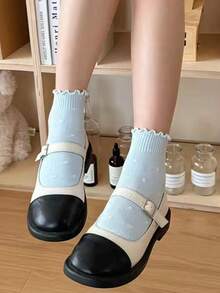 2020年5月10日 随机发货 女士可爱荷叶边爱心波点时尚百搭透气短袜 - 彩色 - 查看 5