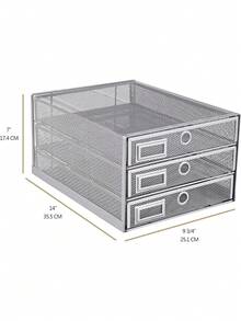 Organizador de escritorio de malla metálica Cajones deslizantes de 3 niveles Clasificador de papel/Multifuncional para cartas, documentos, correo, archivos, papel (Plata),40811759 - Naranja - Ver 2