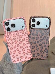 Y2K可爱豹纹图案磨砂手机壳，兼容 17/16/15/14/13/12/11 Pro Max/16/15/14 Plus，奢华柔软防震保护壳 - 粉色 - 查看 3