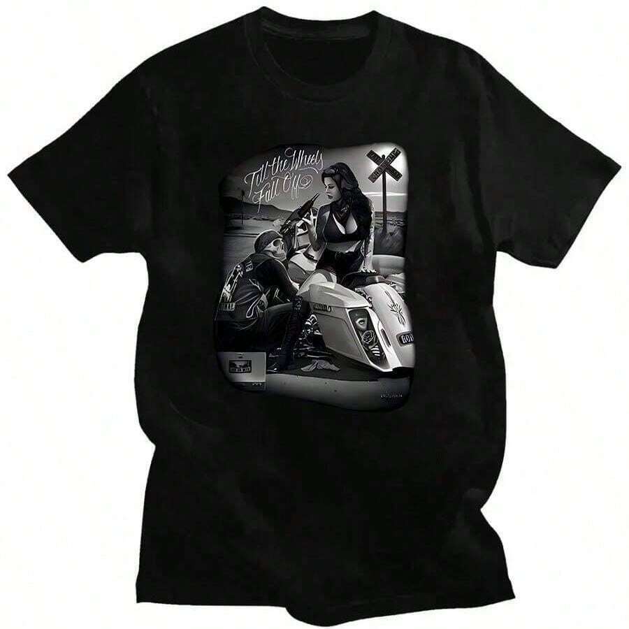 David Gonzales Art DGA Ride Or Die Till The Wheels Fall Of Adult Mens Tee Shirt - 黑色 - 查看 1