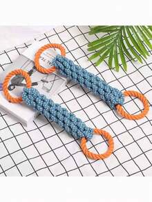 1pc Durable Braided Rope Dog Chew Toy, Suitable For Teething, Interactive Tug Of War Game Toy For Medium To Large Dogs - Multicolor - View 5