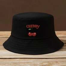 1pc Unisex Casual And Fashionable CHEBBY Cherry Letter Print Bucket Hat, Stylish Trucker Hat For Men And Women, Outdoor Hat Suitable For Spring And Summer Outdoor Sports, Camping, Fishing, And Beach Trips - Multicolor - View 2