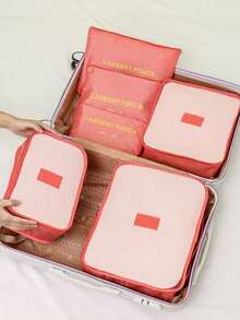 6/7件套行李收纳袋，旅行箱打包袋，鞋袋，衣物内衣收纳袋，男女通用 - 彩色 - 查看 6