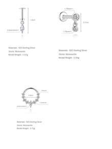 EleRunis 1颗0.1克拉莫桑石水钻925纯银马眼形心月形耳钉，18K镀金平底耳骨耳廓穿刺耳钉，适合日常佩戴，也适合婚礼、派对、订婚、周年纪念、情人节等场合。 - 銀色 - 查看 10