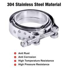 2/4PCS 3 Inch V Band Clamp, 3" Universal Stainless Steel V-Band Bolt Clamp With Flat Flange For Exhaust Pipes, Muffler Ends Connecting - 銀色 - 查看 2