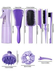 1/2/3/4/5/6/11/12 Pcs Hair Brush Set With Curly Hair Brush Defining, The Narrow Side Edge Efficiently Separates And Volumizes Curl Clumps, Wet And Dry Eight-Claw Comb, Edge Brush, Bristle Brush And Rat Tail Comb Are Suitable For Hairstyling, Smoothing Hair And Eliminating Frizz, Continuous Ultra-Fine Mist Spray Bottle, Plastic Refillable Spray Bottle - Multicolor - View 11