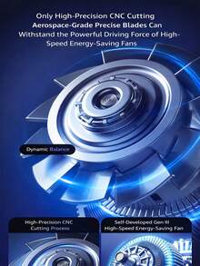 1PC Mecha - Style Violent Turbo Fan,100 - Speed Stepless Adjustment 80000 RPM Fan, Cool Mecha Design Portable Pocket Fan, Multifunctional Outdoor Fan For Camping Hiking, 2 Nozzles + Type - C Cable Included - Multicolor - View 4