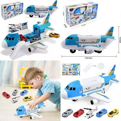 Tuko Transport Cargo Airplane Car Toy Play Set For 3+ Years Old Boys And Girls(Default)