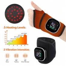 Hailicare 3-växlad vibration + 24 rött ljus värmeterapi handledsmassager, smart display, typ-C laddning, praktisk present till föräldrar och äldre för att lindra mushanden - Svart - Visa 2