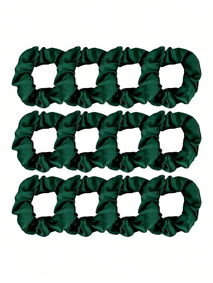 12/6pcs Silky Scrunchies Satin Scrunchies Black Brown Scrunchie Pack Ponytail Holder Hair Scrunchies Silk Scrunchy Hair Tie, Casual Hair Accessories Head Accessories Elastic Band - màu xanh lá - Xem 1