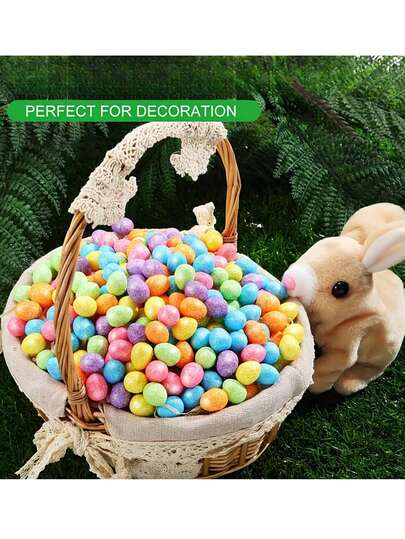 100pcs Mixed Shiny Mini Easter Eggs, Foam Egg Beads, Colorful Foam Glitter Gold Eggs, Chick Egg Set, Realistic Small Bird Eggs, Suitable For Home Decor, Party Supplies, Easter Celebration, DIY Wreaths, Basket Fillers, Spring Wedding And Easter Party Decorations, Tabletop Centerpieces, Holiday Foam Display, Easter Birthday Holiday Gifts