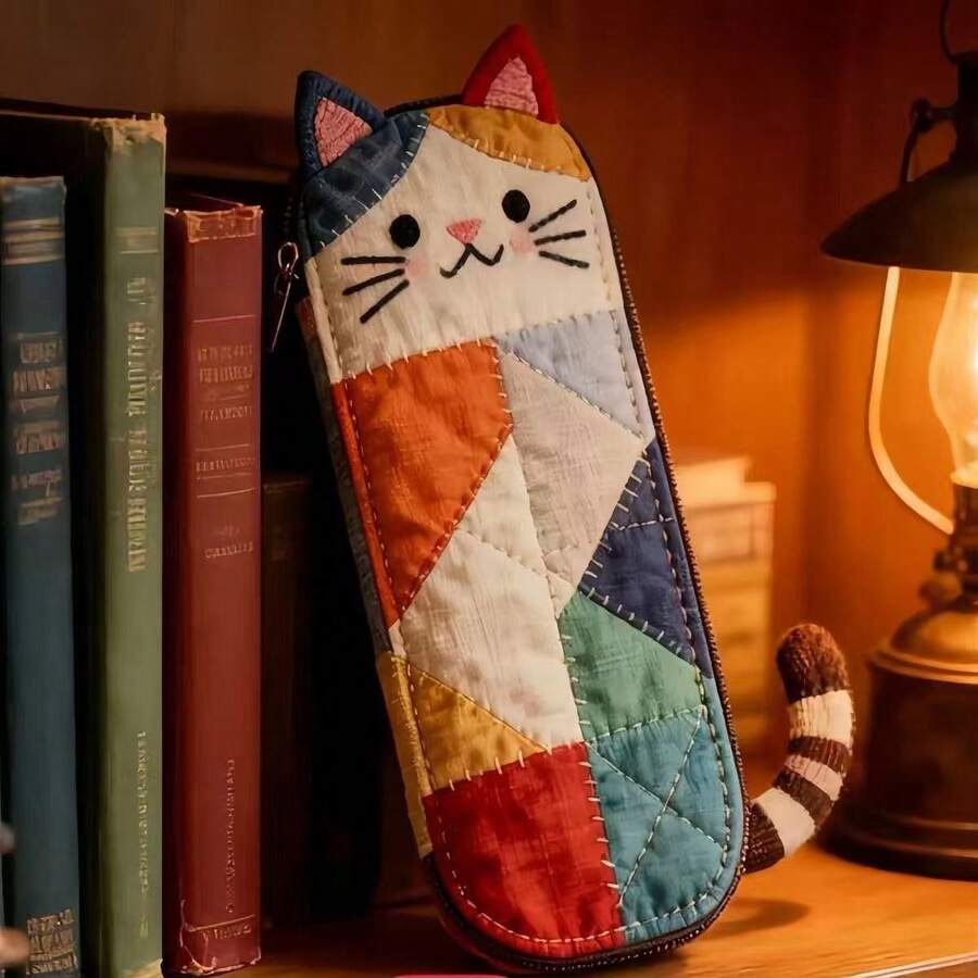 1 hộp đựng bút phối màu, thiết kế hình mèo hoạt hình dễ thương, tiện dụng và đựng văn phòng phẩm. - Nhiều màu - Xem 1