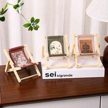 1件装木质沙滩椅手机支架，桌面平板电脑支架，摄影道具 - 推荐作为节日礼物、生日礼物、情人节礼物、完美礼物、送给她的礼物 - 彩色 - 查看 4