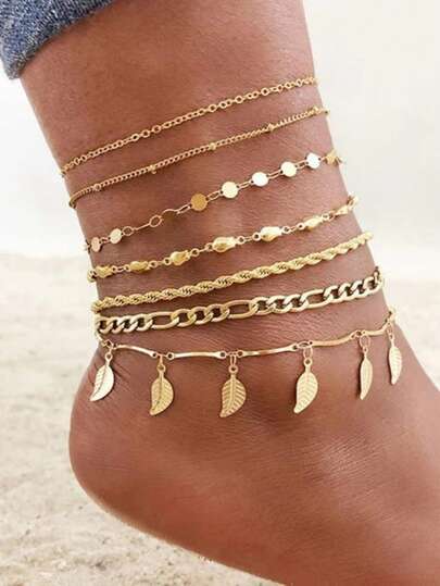 Simple Solid Color Metal Chain Anklet For Women, Snake/Thong Style Anklet, Suitable As Gift For Ladies, Summer