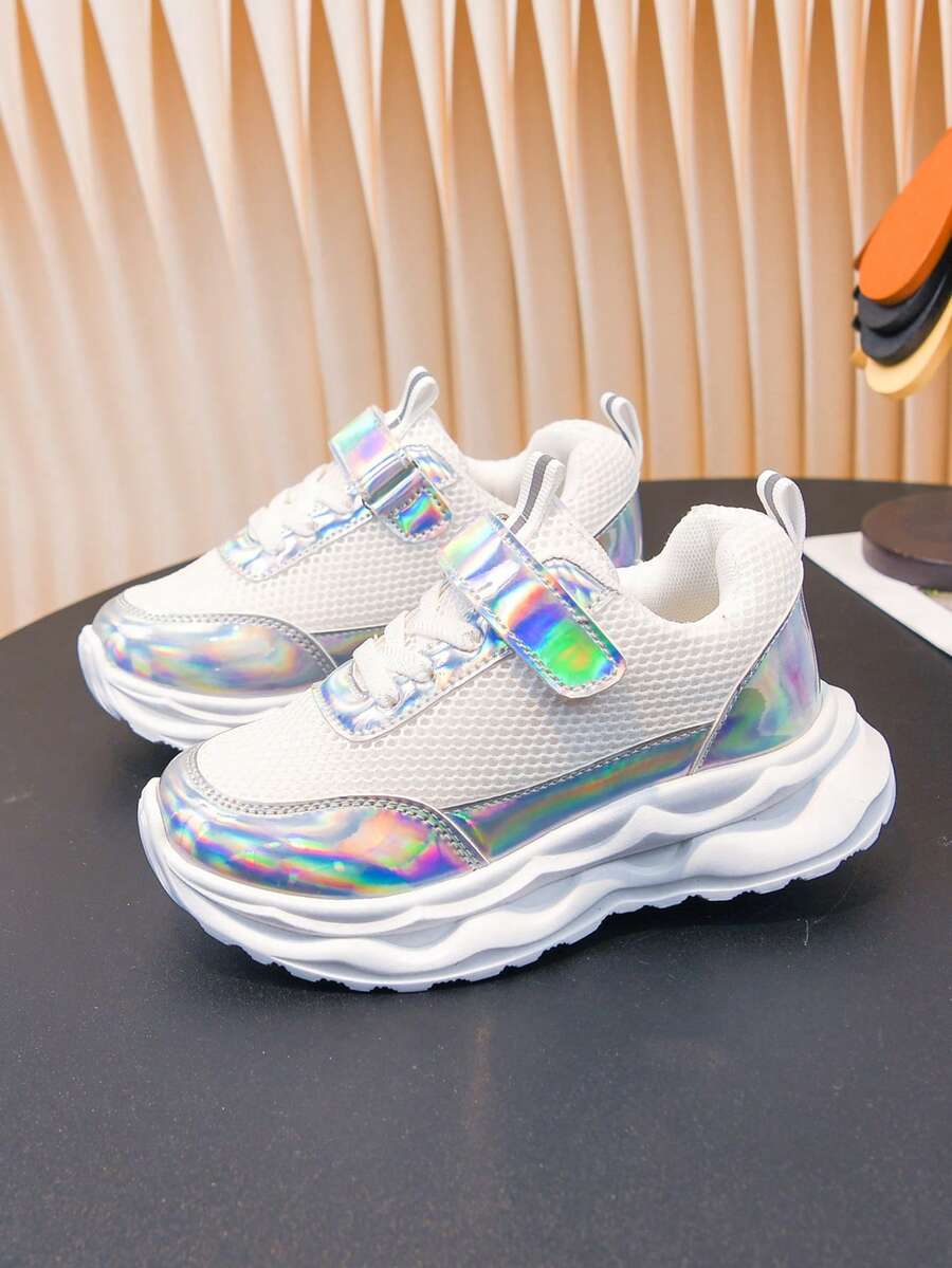 儿童网面透气运动鞋，厚底跑步鞋，男女童款，春秋季 - 白色 - 查看 1