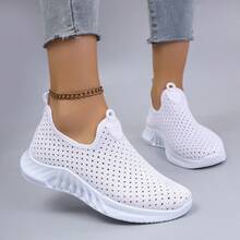 STEPREACH New Women Casual Sneakers, Mesh Breathable Comfortable Lightweight Non-Slip Slip-On Driving Shoes - White - View 10