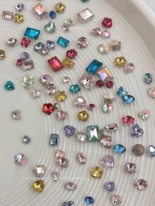 100/50/30 viên đá trang trí móng tay, đá hình trái tim và tròn nhỏ nhiều màu sắc dùng cho nghệ thuật làm móng, đá hình trái tim nhiều màu sắc cho ngày Valentine, trang sức móng tay dễ thương và tinh tế, kích thước thực tế có thể khác nhau. Đồ dùng làm móng, đá trang trí móng. - Nhiều màu - Xem 1