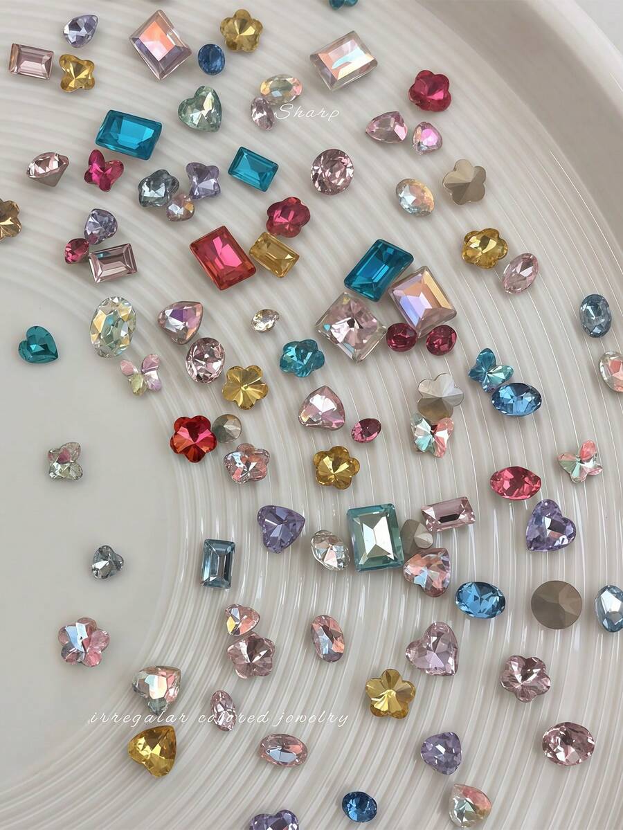 100/50/30 viên đá trang trí móng tay, đá hình trái tim và tròn nhỏ nhiều màu sắc dùng cho nghệ thuật làm móng, đá hình trái tim nhiều màu sắc cho ngày Valentine, trang sức móng tay dễ thương và tinh tế, kích thước thực tế có thể khác nhau. Đồ dùng làm móng, đá trang trí móng. - Nhiều màu - Xem 1