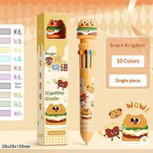 1 Stück 10-Farben Kugelschreiber mit Druckmechanik, kreativer Multifarbkugelschreiber für Studenten, süßer Cartoon-Stil, verschiedene Farben erhältlich, unverzichtbares Schreibwaren-Accessoire für den Schulstart - Verschiedenfarbig - Übersicht 11