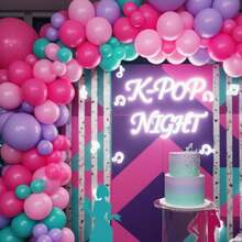 Set di 125 palloncini a tema concerto K-Pop, include palloncini in lattice rosa brillante, rosa chiaro, viola e blu. Perfetto per feste di compleanno, addii al celibato/nubilato, feste disco e feste a tema concerto. - Multicolore - Visualizzare 7