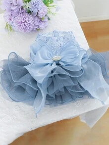 1pc Pet Clothes, Dog/Cat Apparel For Small Dogs, Poodle, Teddy, Casual & Fashionable, Cute & Romantic, Blue Galaxy Wedding Dress Series - Multicolor - View 11