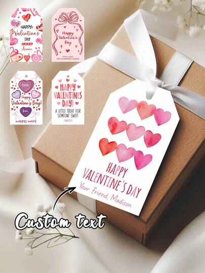 Personalised Valentine's Day Tag,Customize Text,Pink Red Bow Valentine Gift Tag,Or Valentine's Day, Wedding And Mother's Day Gift Wrapping,Happy Valentines Stickers Sticker Scrapbook Supplies Funny Stickers Scrapbooking Supplies Kindle