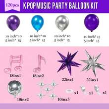120pcs K-Pop Concert-Themed Balloon Arch Set, Includes Disco, Exploding Star, Musical Note Foil Balloons, And Latex Balloons In Various Colors. Perfect For Birthday Parties, Bachelor/Bachelorette Parties, And Music Hunter K-Pop Themed Parties. - Multicolor - View 3