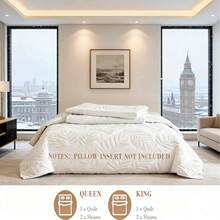 3 Pcs Bed Comforter Set,Queen Comforter Set,Edredones Para Cama Queen Size Quilt Bedding Set,As A Gift,White Lightweight Microfiber Quilt,Modern Geometric 3-Piece Set(1 Quilt+2 Pillow Shams) Queen/Full 90''X96'' Soft Skin-Friendly Xmas Holiday Bedding For Bedroom Decor - 白色 - 查看 2