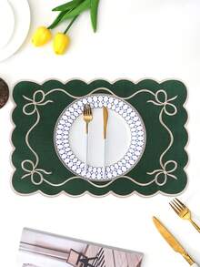 Bộ 1/2/4 tấm lót bàn bằng vải thêu, thích hợp trang trí bàn tiệc cưới, khăn trải bàn vải kiểu Châu Âu tối giản thanh lịch, lót bàn có nơ. - Nhiều màu - Xem 11