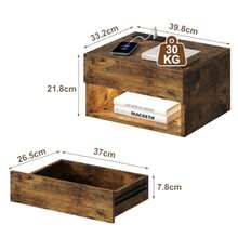 buros para recamaraKzings Buro Flotante de Pared para Recamara con Luz LED con r y Estacion de Carga Mesa de Noce Mesita de Noce Minimalista Mesa iliar Lateral Cama Mueble para Recamara Sala Dormitoburos para recamara - como en la foto - Ver 3