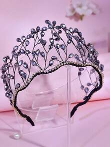 1pc Shiny Silver Crystal Crown Headband, 3D Princess Style, Suitable For Bride, Wedding, Celebration, Date, Outing, Party, Gift, Casual Wear - Grey - View 6