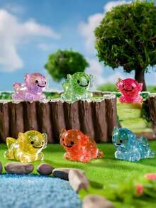 10/20个迷你树脂闪亮墨西哥钝口螈摆件，可爱精致的装饰品，非常适合DIY仙女花园/玻璃生态瓶/盆栽植物装饰/微景观工艺/花园装饰/汽车内饰配件/派对礼品，理想的生日礼物（颜色随机） - 彩色 - 查看 4