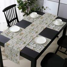 1 件春季野花图案桌旗，饰有花卉和蝴蝶图案，色彩鲜艳，适合夏季假期、家居厨房餐桌、派对和婚礼装饰。 - 綠色 - 查看 1