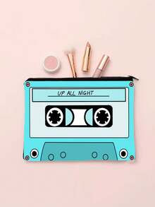 1个复古1979年磁带设计化妆包 - 耐用涤纶材质，女士旅行化妆品收纳包，拉链封口，休闲风格，仅限手洗，不易褪色且轻便 - 彩色 - 查看 2