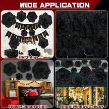24 Inch (60cm) Large Artificial Paper Flower Decor, Handmade Wall Backdrop Decoration Suitable For Christmas, Mexican Wedding, Graduation, Bridal Shower, Birthday Party, Etc. (Black) - Black - View 7