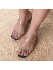 Women's Sandal, Clog With Chunky Block Heel, Sizes 34 To 42, Vinyl Model. - Black - View 3