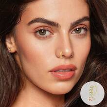NICEIGHT 20Pcs 20G 316L Stainless Steel Dangle Nose Ring For Women Men L Shaped Dangling Nose Stud Cute Heart Moon Star Nose Hoop Set CZ Flower Leaf Butterfly Dangle Nose Piercing Jewelry - 金色 - 查看 6