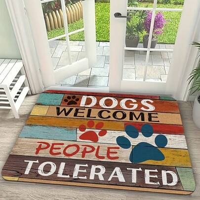 1pc Colorful Paw Print Dog Welcome Mat, Machine Washable, Doormat, Suitable For Living Room, Bedroom, Kitchen, Home Decor, Multiple Sizes, Woven, Medium Pile, Doormat, Small Rug, Welcome Mat, Carpet, Floor Mat, Outdoor Doormat, Kitchen Rug, Home Decor, Front Door Mat, Area Small Rug, Outdoor Mat, Home Decor, Area Rug, Garden Rug, Washable Carpet