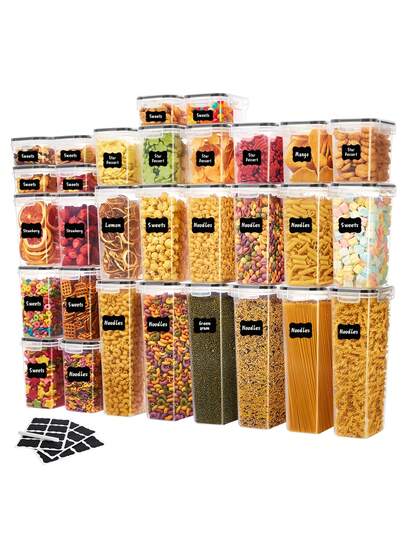 24pcs Sealed Milk Jar Sugar Jar Storage Containers With Labels And Labels - Perfect For Milk And Sugar - Keep Food Fresh And Organized,Storage Containers,Stocking Stuffers For Women