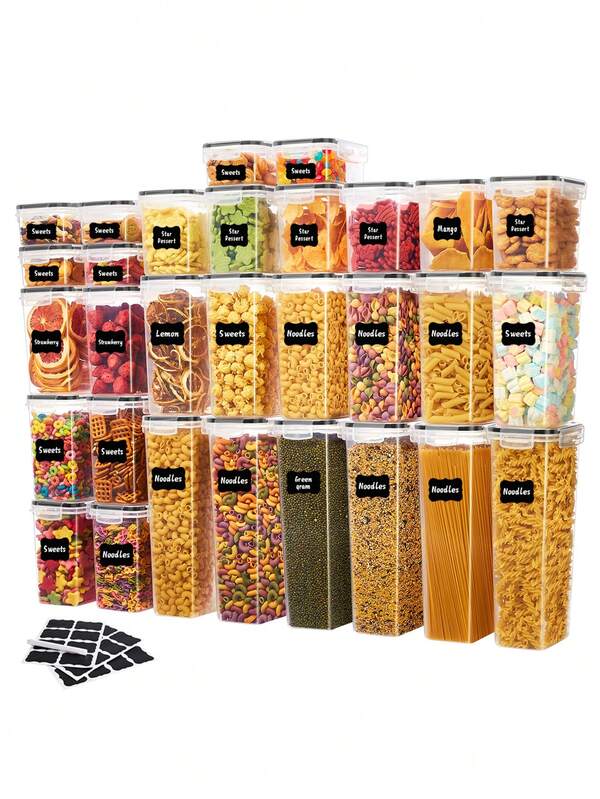 24pcs Sealed Milk Jar Sugar Jar Storage Containers With Labels And Labels - Perfect For Milk And Sugar - Keep Food Fresh And Organized,Storage Containers,Stocking Stuffers For Women