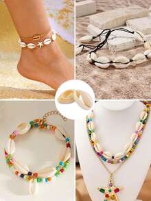 100/200pcs Natural Shell Beads, Seashells Conch For Bracelet Boho Jewelry Making, Needlework Wholesale Jewelry Accessories - Natural Shell Beads - View 5