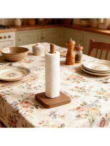 1 件木制纸巾架，壁挂式纸巾卷分配器收纳架，适用于厨房保鲜膜和塑料袋