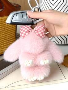 可爱毛绒兔子吊坠，蝴蝶结兔子钥匙扣，毛绒兔子包包挂饰，动物钥匙扣，萌萌卡通毛绒包包挂饰，小饰品，汽车钥匙扣，钥匙链挂绳，钥匙扣，钥匙圈配件，钥匙圈，女士礼物，圣诞礼物，圣诞袜礼物，生日礼物，朋友礼物，节日礼物，活动纪念品，派对小礼品 - 彩色 - 查看 5