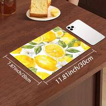 1pc Lemon Pattern Diatomaceous Earth Absorbent Drying Mat, Kitchen Countertop Drain Mat, Coffee Machine Mat, Pour Over Coffee Pot Mat, Bowl Dish Cup Drying Mat, Non-Slip Backing Heat-Resistant Kitchen Mat, Dining Table Mat, Breakfast Mat, Washing Machine Mat, Home Kitchen Dining Table Coffee Shop Bar Decor Mat, Holiday Party Housewarming Gift - Multicolor - View 19