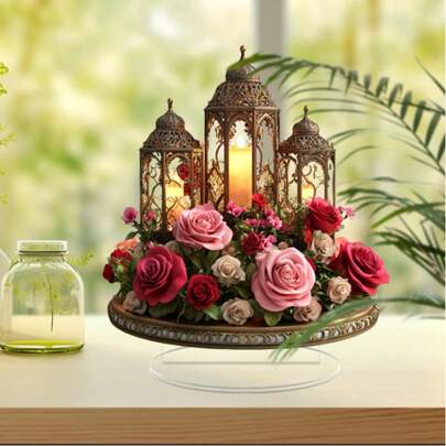 Radiant Charm, Charming Ramadan 2D Desktop Decor - Bohemian Style Acrylic Sun Catcher, Perfect For Home Accents & Window Displays, Ideal Party & Tabletop Accessory, Great Gift