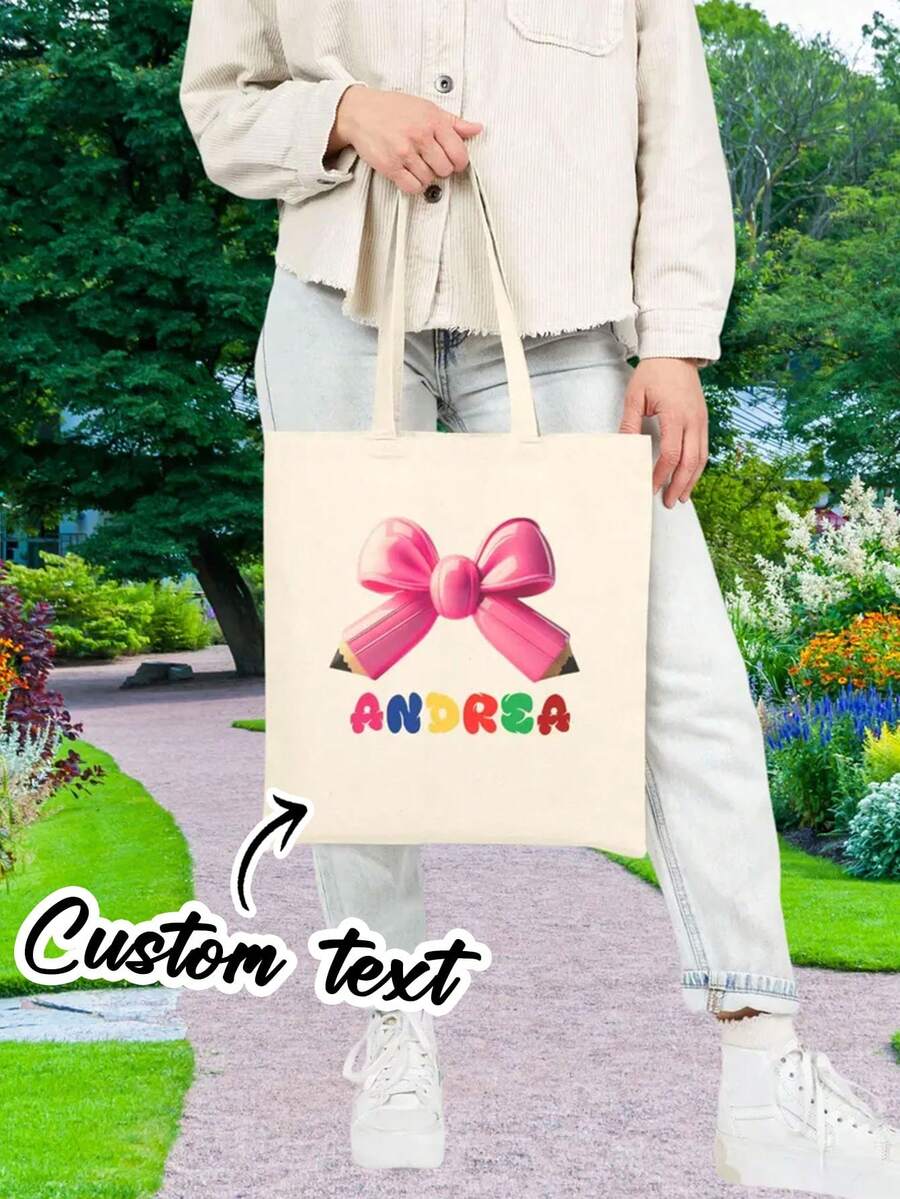 Túi tote thiết kế theo yêu cầu với nơ, chất liệu vải canvas, thích hợp làm quà sinh nhật, quà kỷ niệm, quà cưới, quà ngày lễ, quà cho phù dâu, quà tựu trường, quà tốt nghiệp. - Nhiều màu - Xem 1
